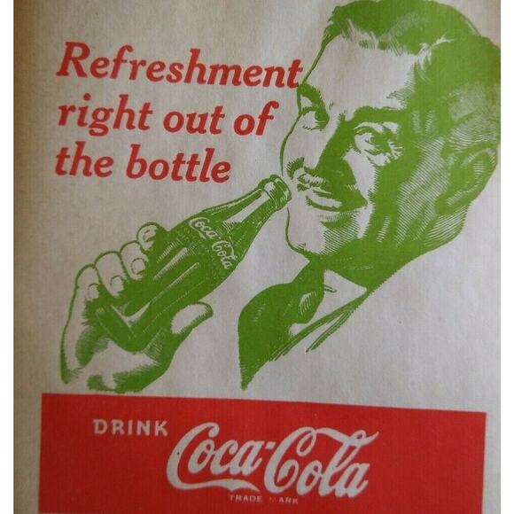 Coca-Cola Soda Bottle Dry Server Paper Bag Vintage NOS 1932 Original Clark Gable - Picture 1 of 4